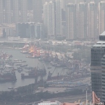 Teleaufnahme zum Hafen und Kowloon